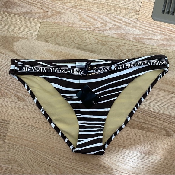 BCBGMaxAzria Zebra Print Brown Bikini Bottom NWT Large - Picture 2 of 6
